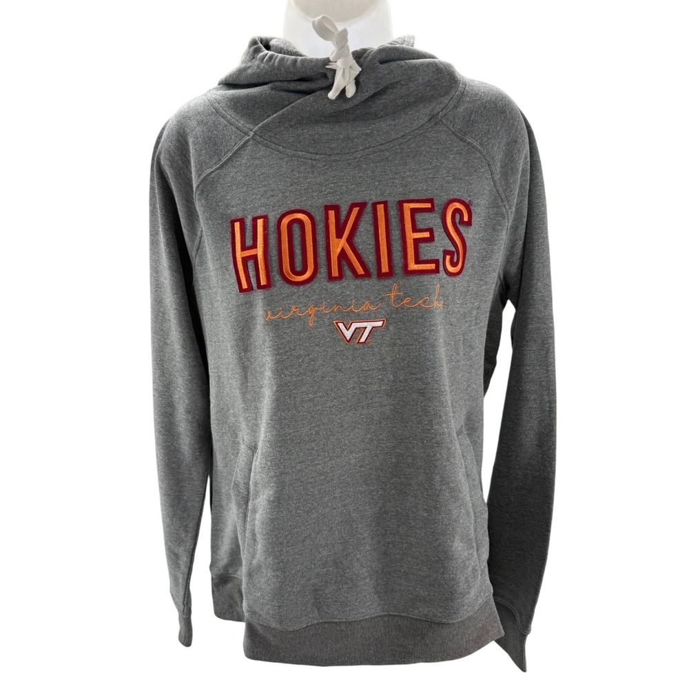 Captivating Virginia Tech Hokies Cowl Neck Hoodie Grey Womens Large NEW